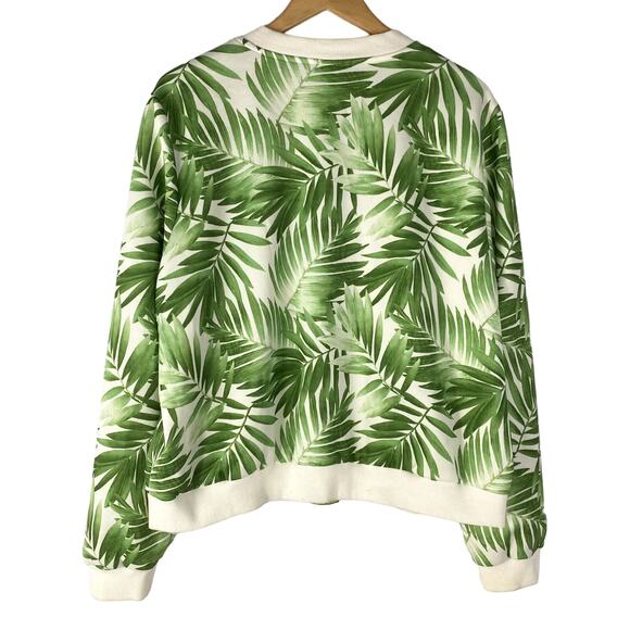 Forever 21 Tropical Bomber Jacket Women 3X Green Coastal Outdoor Golf Athleisure - Picture 2 of 7